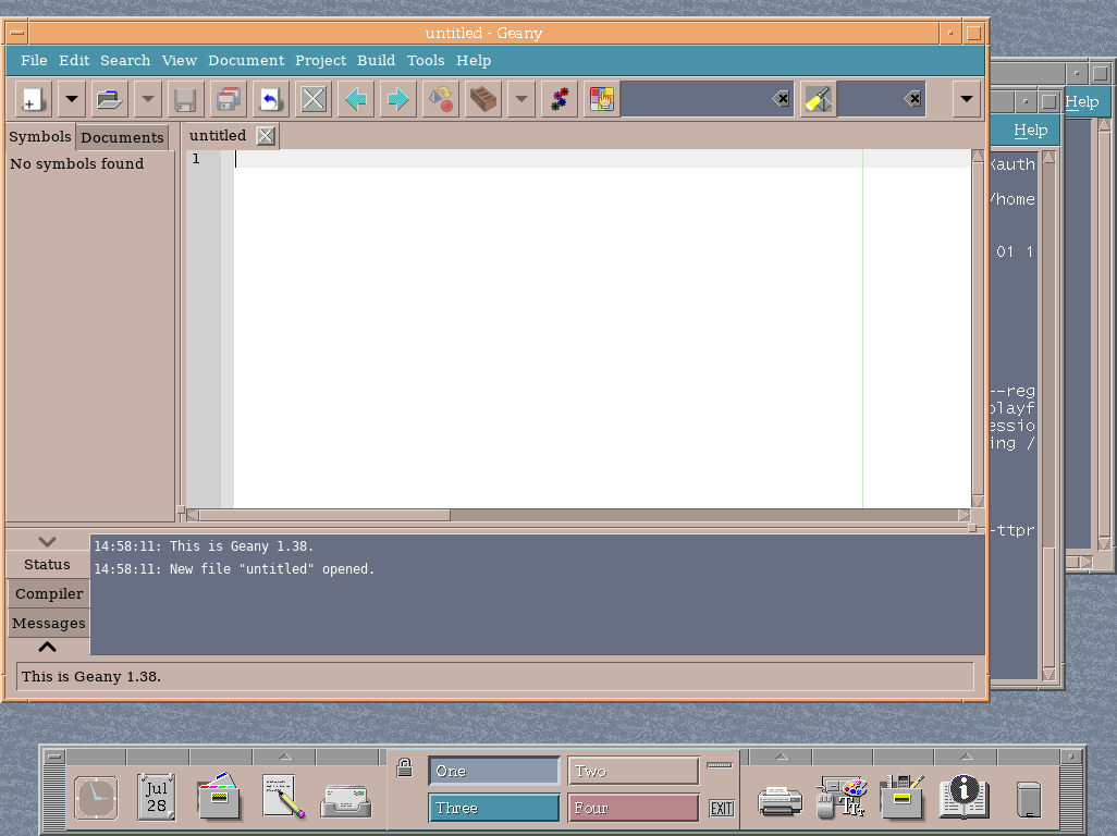 Screenshot of CDE running Geany