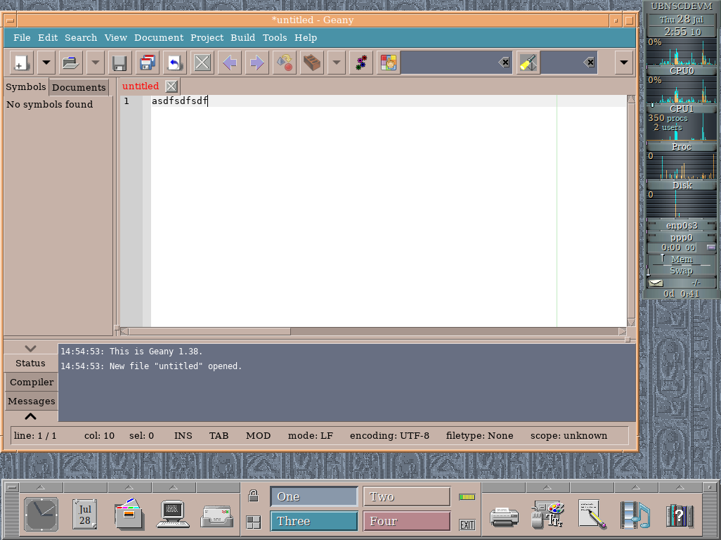 Screenshot of NsCDE running Geany